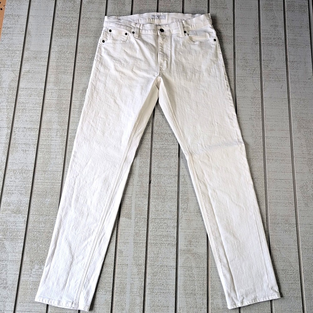 Jil Sander Uniqlo Selvedge Jeans Womens 33 White Cotton Spandex RN139864 - Picture 2 of 10